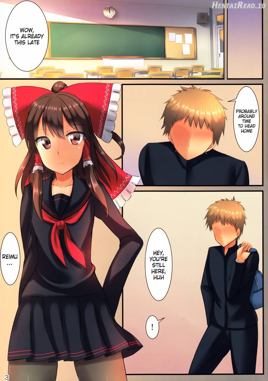 JK Reimu to Kyoushitsu H ~Moshi Hakurei Reimu ga, Tsundere de Hinnyuu na Osananajimi Dattara~innyuu na Osananajimi Dattara~ Chapter 1 - page 4