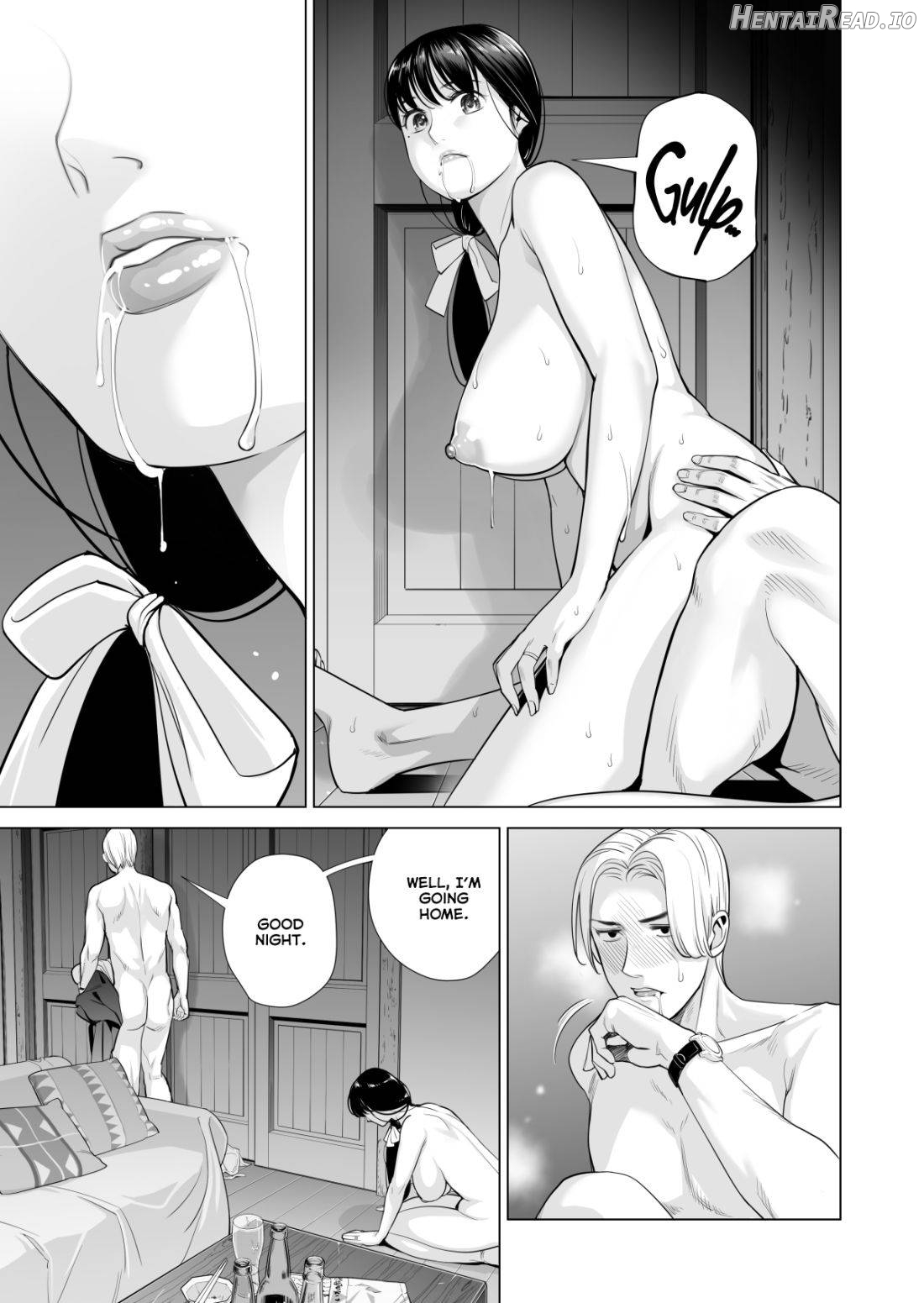 Tsukiyo no Midare Zake ~Hitozuma wa Yoitsubureta Otto no Soba de Douryou ni Netorareru~ (Zenpen) Chapter 1 - page 59