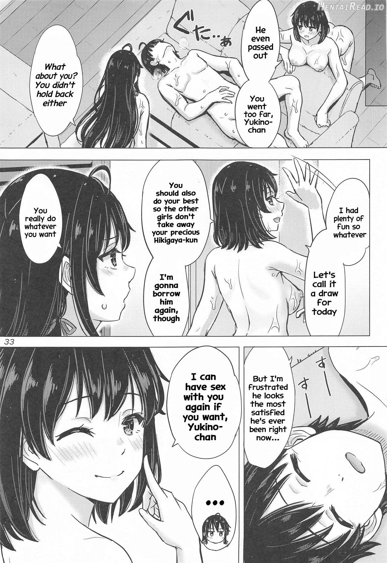 Miwakuteki ni Yukinoshita Shimai ga Rouraku Shite Kuru. - The Yukinoshita sisters continue to have sex with hachiman. Chapter 1 - page 32