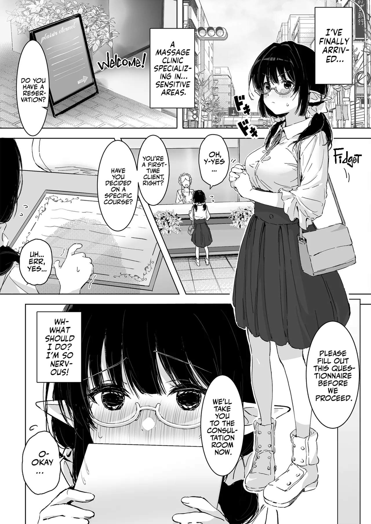 Jimime na Kurokami Elf-chan ga Ecchi na Massage-ten de Seikantai Kaihatsu Sarechau Ohanashi Chapter 1 - page 4